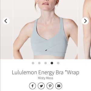Lululemon Energy Bra *Wrap” size 10 misty moss light support